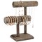 Rustic-Style 2-Tier Jewelry Organizer Stand, Wooden T-Bar Necklace Rack and Bracelet Holder Display for Selling, Bangle, Watch Tower, Rings, Earrings Storage (8x4x9 In)